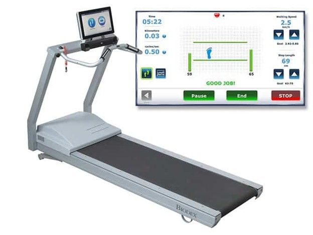 Biodex Gait Trainer treadmill and visual feedback display